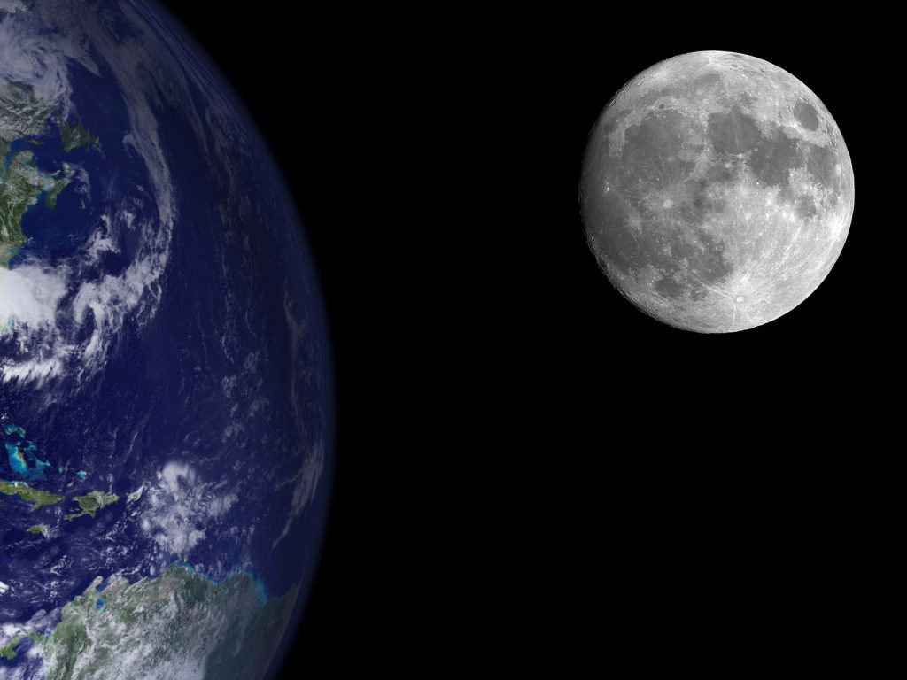 كيف تتحرك كل من الارض والقمر في الفضاء